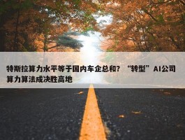 特斯拉算力水平等于国内车企总和？“转型”AI公司 算力算法成决胜高地