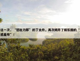 这一次，“怒批刀郎”的丁太升，再次揭开了娱乐圈的“遮羞布”！