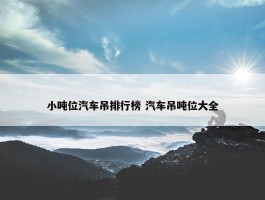 小吨位汽车吊排行榜 汽车吊吨位大全