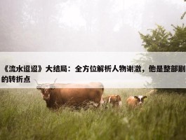 《流水迢迢》大结局：全方位解析人物谢澈，他是整部剧的转折点