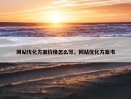 网站优化方案价格怎么写，网站优化方案书