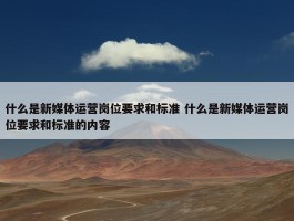 什么是新媒体运营岗位要求和标准 什么是新媒体运营岗位要求和标准的内容