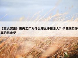 《萤火突击》巴夫工厂为什么那么多日本人？毕竟跑刀仔真的很难受