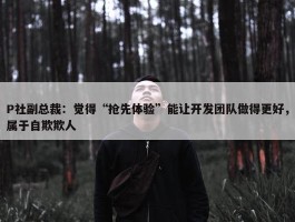 P社副总裁：觉得“抢先体验”能让开发团队做得更好，属于自欺欺人