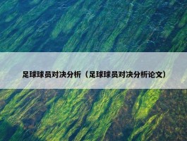 足球球员对决分析（足球球员对决分析论文）