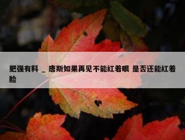 肥强有料 _ 唐斯如果再见不能红着眼 是否还能红着脸