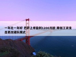 一年比一年好 巴萨上季盈利1200万欧 降低工资支出更改建队模式