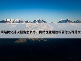 网站优化建议报告怎么写，网站优化建议报告怎么写范文