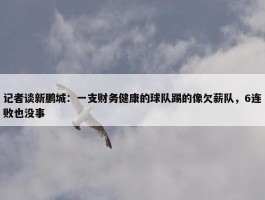 记者谈新鹏城：一支财务健康的球队踢的像欠薪队，6连败也没事