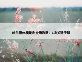 哈兰德vs奥地利全场数据：1次关键传球