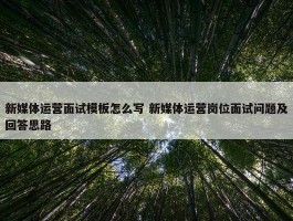 新媒体运营面试模板怎么写 新媒体运营岗位面试问题及回答思路