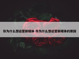 你为什么想运营新媒体 你为什么想运营新媒体的原因