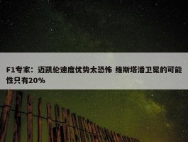 F1专家：迈凯伦速度优势太恐怖 维斯塔潘卫冕的可能性只有20%