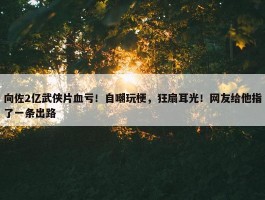 向佐2亿武侠片血亏！自嘲玩梗，狂扇耳光！网友给他指了一条出路