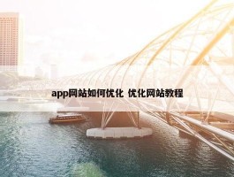 app网站如何优化 优化网站教程