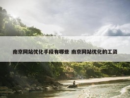 南京网站优化手段有哪些 南京网站优化的工资