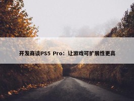 开发商谈PS5 Pro：让游戏可扩展性更高