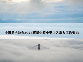 中国足协公布2025赛季中超中甲中乙准入工作安排