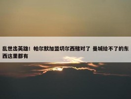 乱世出英雄！帕尔默加盟切尔西赌对了 曼城给不了的东西这里都有