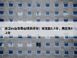 浙江vs山东泰山球员评分：谢文能8.5分，弗兰克6.2分