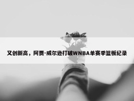 又创新高，阿贾-威尔逊打破WNBA单赛季篮板纪录