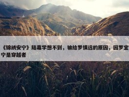 《锦绣安宁》陆嘉学想不到，输给罗慎远的原因，因罗宜宁是穿越者