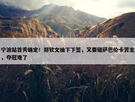 宁波站首秀确定！郑钦文抽下下签，又要碰萨巴伦卡苦主，夺冠难了