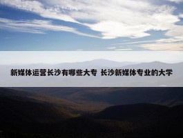 新媒体运营长沙有哪些大专 长沙新媒体专业的大学