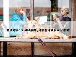 辰瑞光学CEO访谈实录_详解全球独有WLG技术