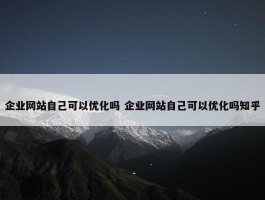 企业网站自己可以优化吗 企业网站自己可以优化吗知乎