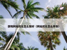 邵阳网站优化怎么做好（网站优化怎么样做）