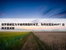 保罗巅峰实力不输同期詹科韦艾，为何无冠无MVP？这两点是关键