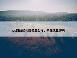 pc网站优化服务怎么样，网站优化好吗