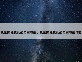 息县网站优化公司有哪些，息县网站优化公司有哪些项目