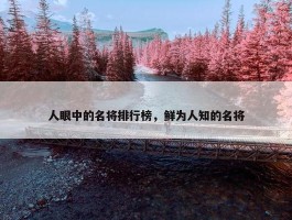 人眼中的名将排行榜，鲜为人知的名将