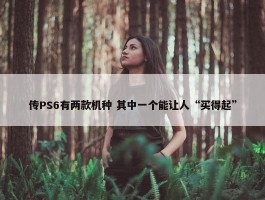 传PS6有两款机种 其中一个能让人“买得起”