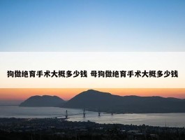 狗做绝育手术大概多少钱 母狗做绝育手术大概多少钱