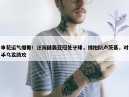 申花运气爆棚！汪海健轰亚冠处子球，拥抱斯卢茨基，对手乌龙助攻