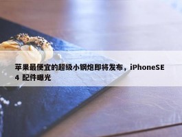 苹果最便宜的超级小钢炮即将发布，iPhoneSE 4 配件曝光