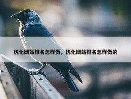 优化网站排名怎样做，优化网站排名怎样做的