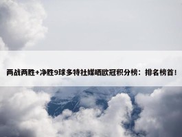 两战两胜+净胜9球多特社媒晒欧冠积分榜：排名榜首！