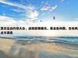 萧炎征战丹塔大会，战袍新模曝光，黑金色帅翻，但有两点不满意