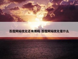 百度网站优化还有用吗 百度网站优化是什么