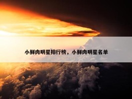 小鲜肉明星排行榜，小鲜肉明星名单