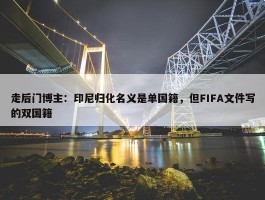 走后门博主：印尼归化名义是单国籍，但FIFA文件写的双国籍