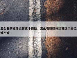 怎么看新媒体运营这个岗位，怎么看新媒体运营这个岗位好不好