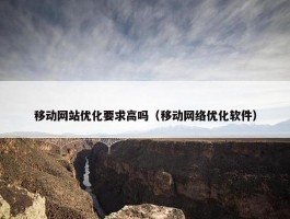 移动网站优化要求高吗（移动网络优化软件）