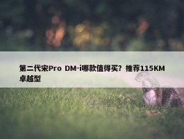 第二代宋Pro DM-i哪款值得买？推荐115KM卓越型