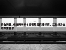 特鲁姆普_威廉姆斯等名将晋级国际锦标赛，江俊爆冷击败布雷塞尔